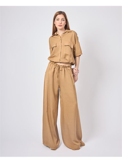 Manila Grace Women's Palazzo Pants in Linen MANILA GRACE | P014RUMA635